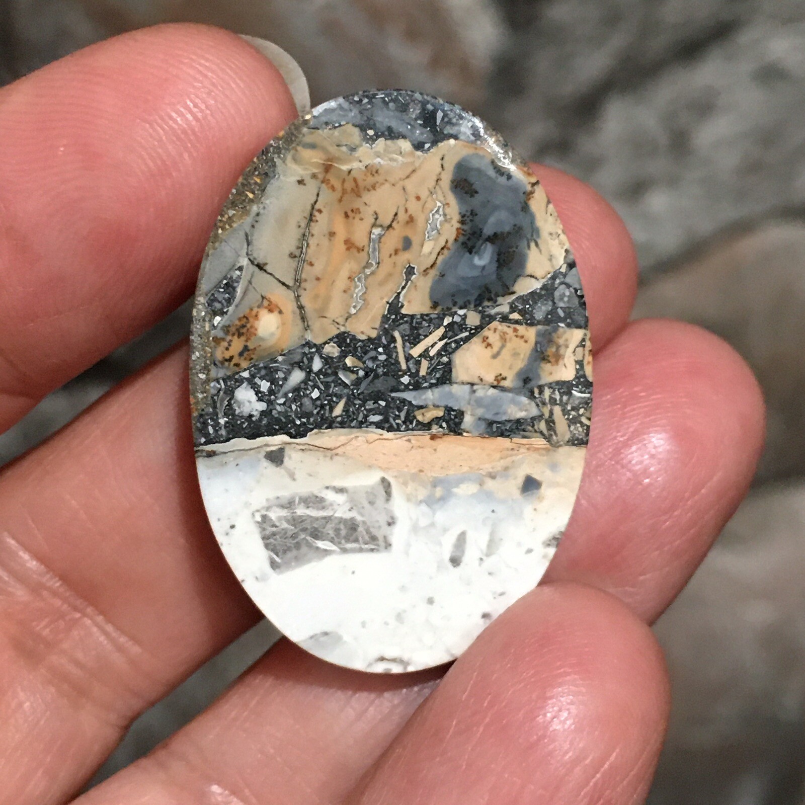 33x23x5mm Fine Scenic Oval Maligano Jasper Cabochon Picture Stone