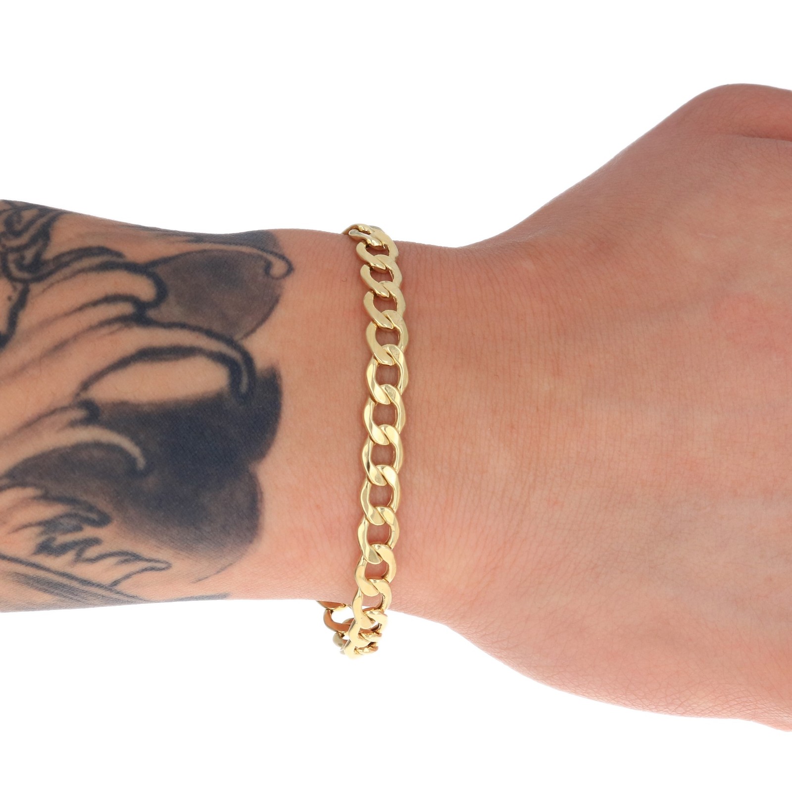 14K Real Yellow Gold 3.5mm-6.5mm Cuban Curb Chain Link Bracelet Men Women 7″- 9″