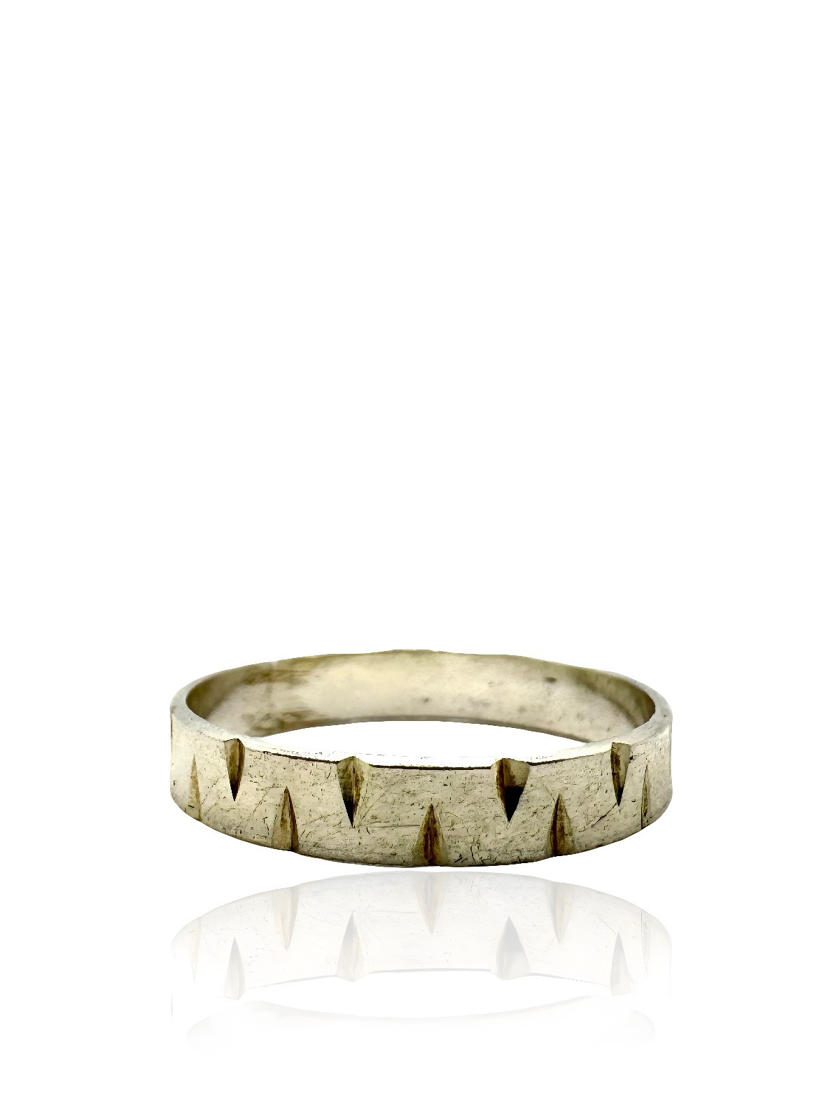 ::925 SILVER RING NOTCHES °SIZE 63° JEWELLERY DESIGN CLASSY VINTAGE HALLMARKED TESTED