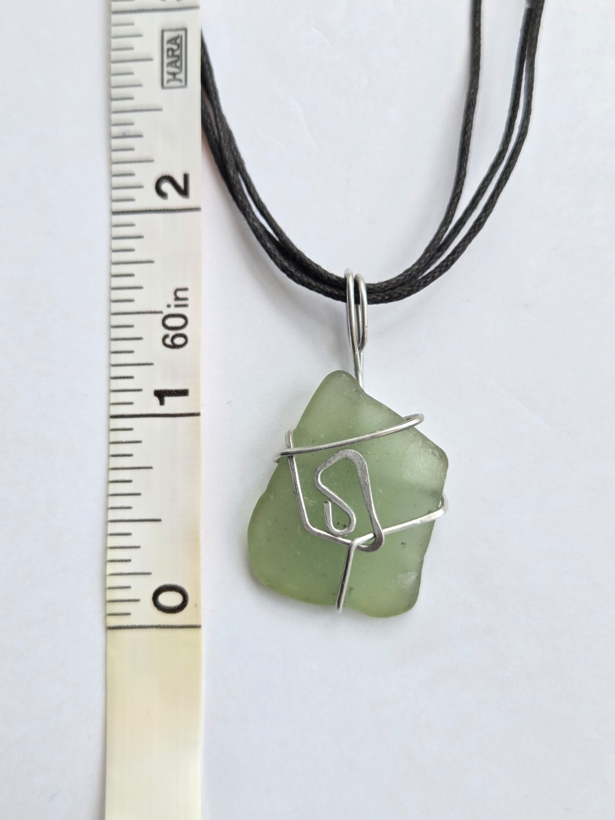 Wire Wrapped Green Sea Glass Necklace