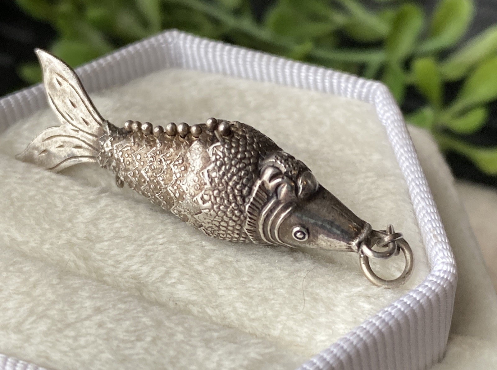 Vintage Sterling Silver 925 Pendant Charm Articulated Fish Chinese Export