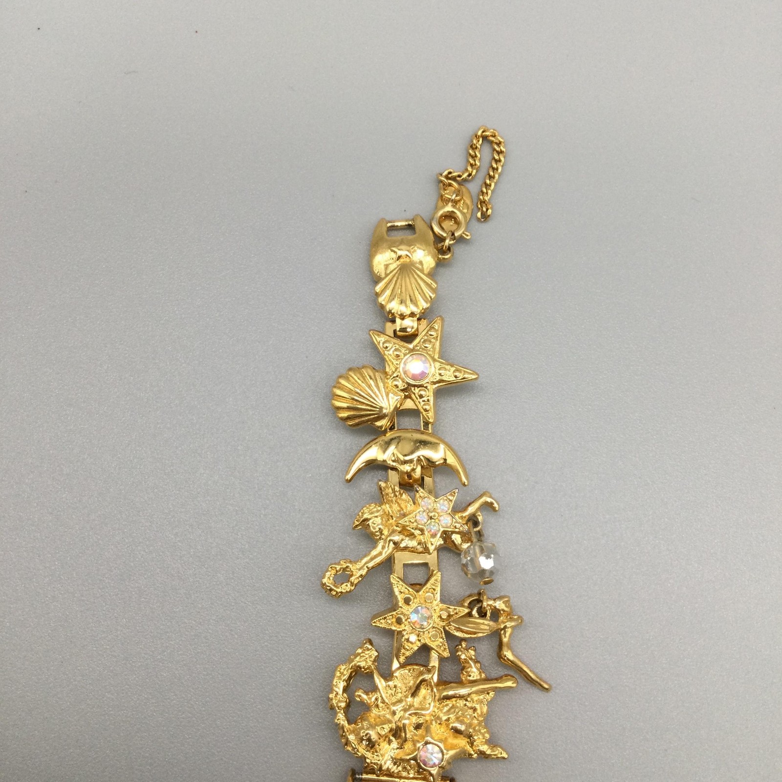 Kirks Folly K46Y Womens Watch 24mm Gold Tone Moon Phase Charms New Battery 8.5″