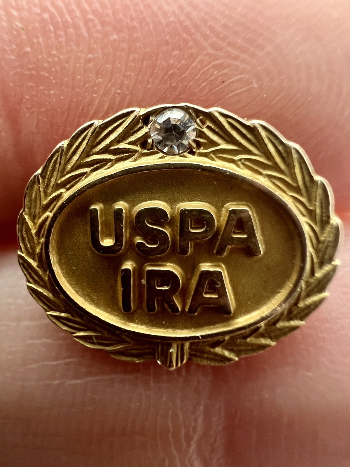 LGB 14k Yellow Gold & Diamond USPA IRA Military Plan Lapel Pin / Tie Tack