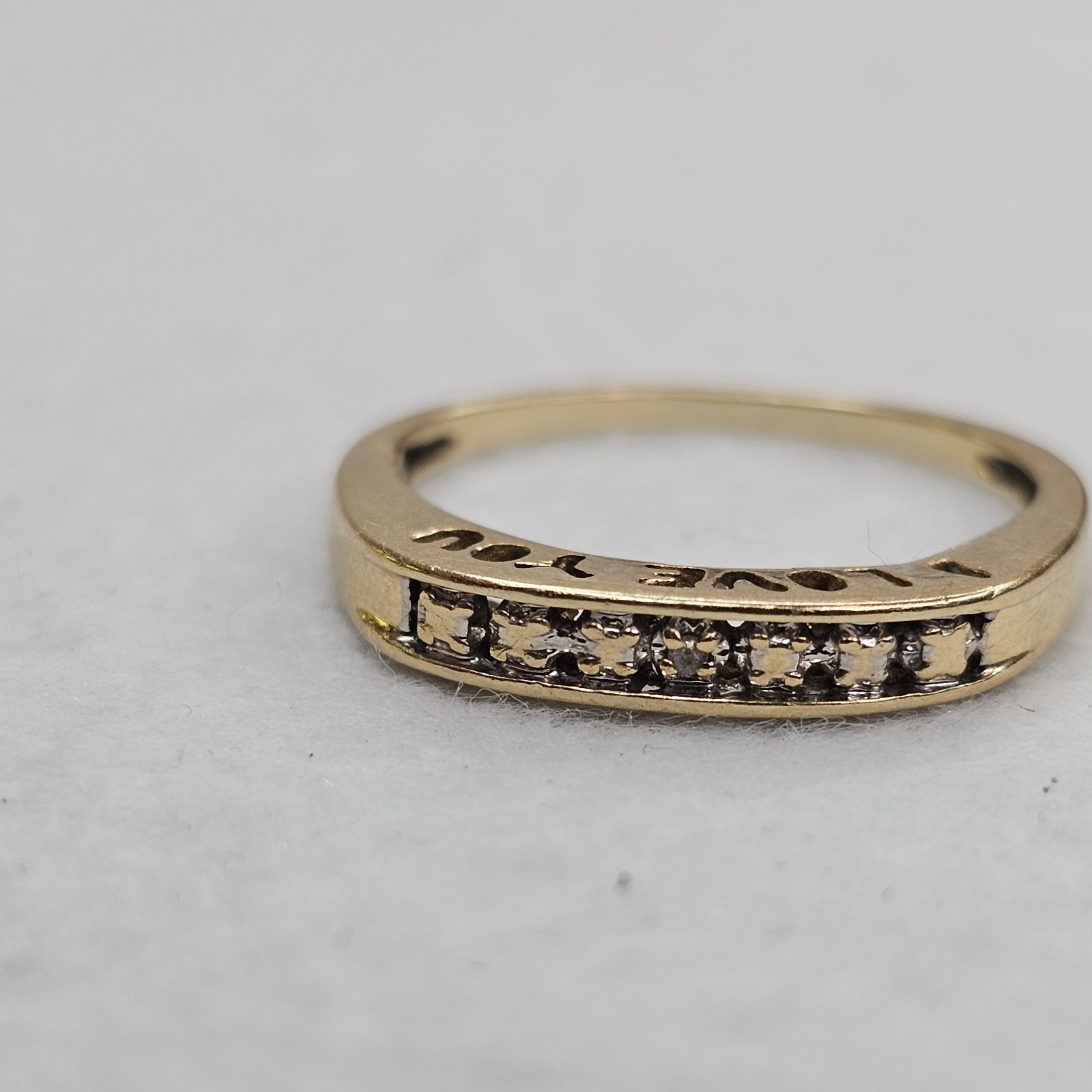 Vintage 10K Gold I Love You Diamond Promise Anniversary Ring Sz 6.75 1.95g