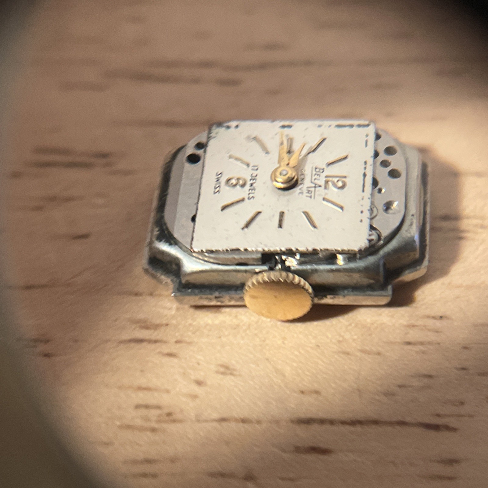 Vtg Bel Art Geneve 17 Jewels Swiss Women’s Watch Movement Fond Acier Inoxydable
