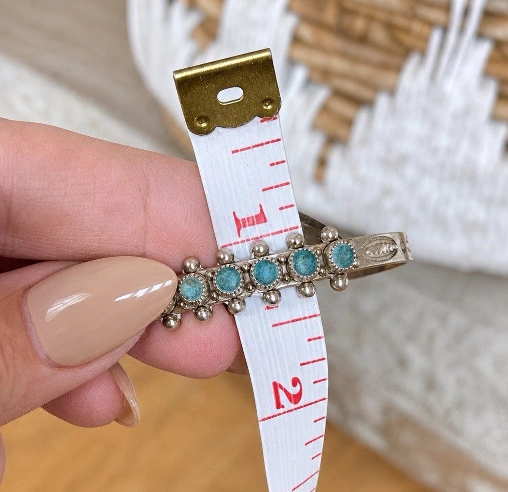 Vintage Fred Harvey Era Zuni Sterling Silver Turquoise Snake Eye Cuff Bracelet S