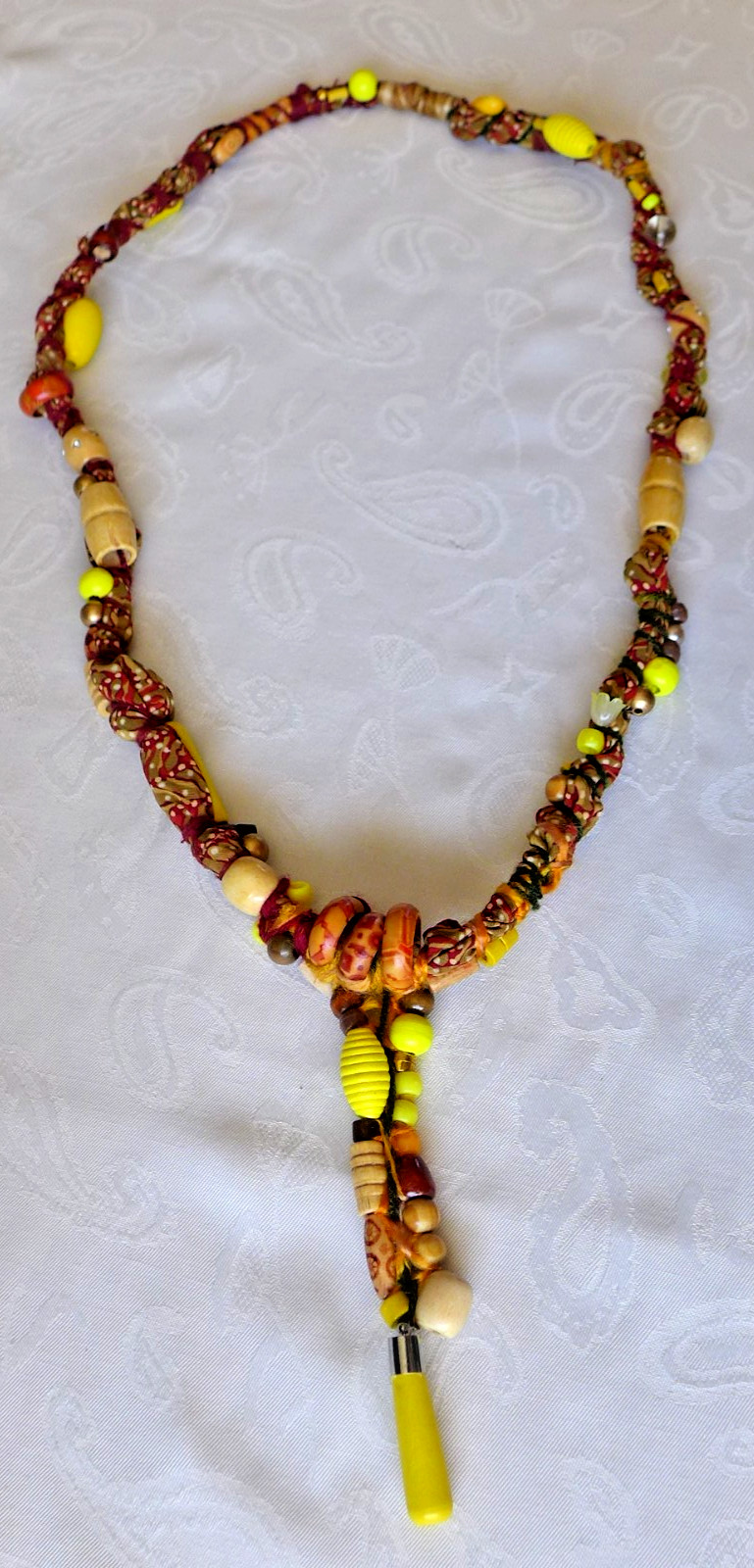Handmade Fabric Necklace Fiber Art Beads Direct From Artist One Of A Kind