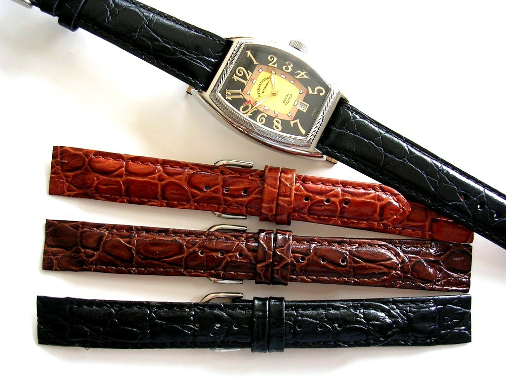 Open End Alligator Calf for Wire bar Lug watches band IW SUISSE 16 17 18 19 20mm