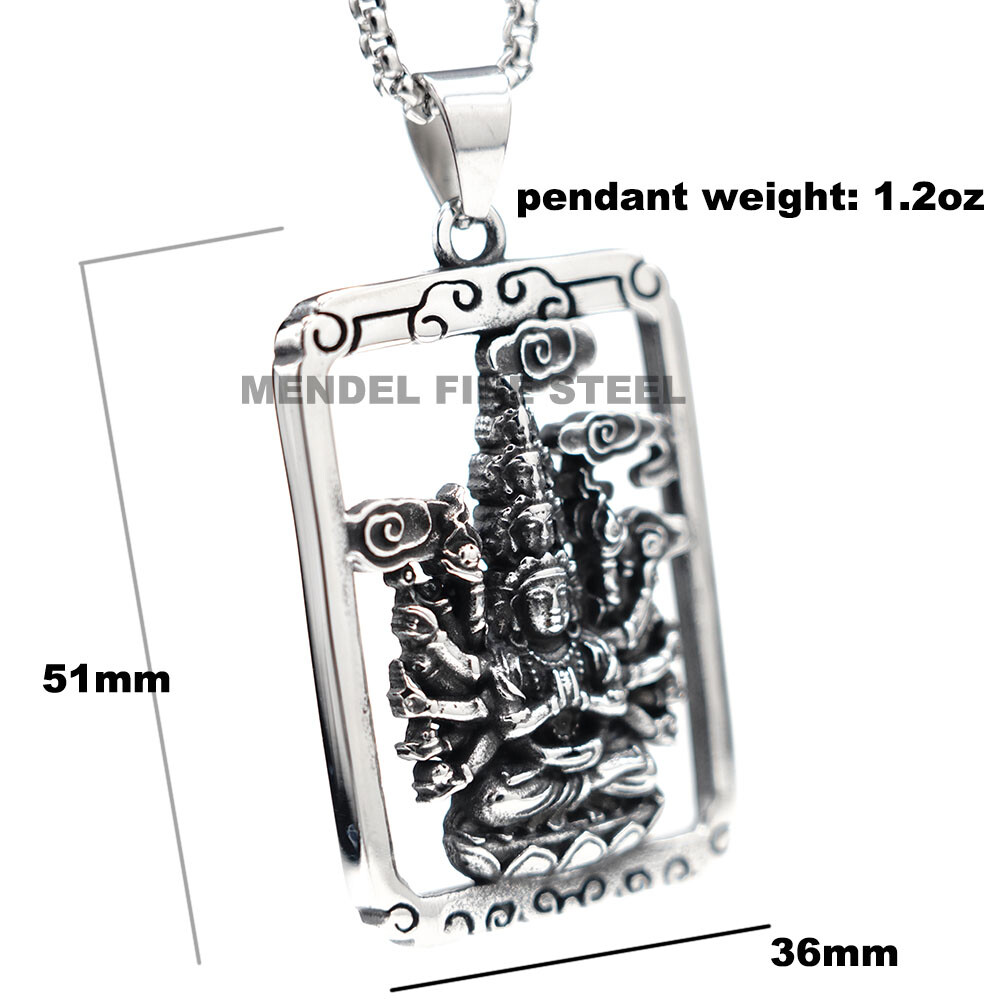 MENDEL Tibetan Buddhist Protection Amulet Kuan Guan Yin Buddha Pendant Necklace