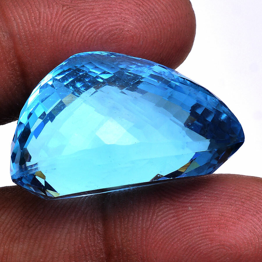 VVS 79.00 Cts Natural Blue Topaz AAA+ Quality GTL Certified Pear Cut Gemstone