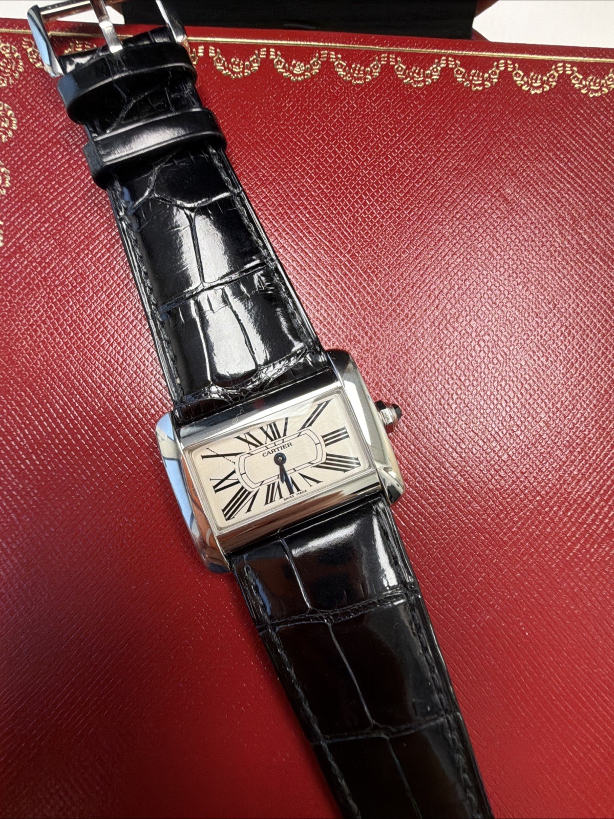 Cartier Tank Divan Mini Model Quartz 31mm Stainless Steel Box And Paper W6300255