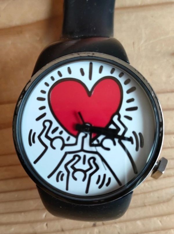 Keith Haring o.d.m DD134-11 Analog Watch Rubber Belt Black USED from JAPAN