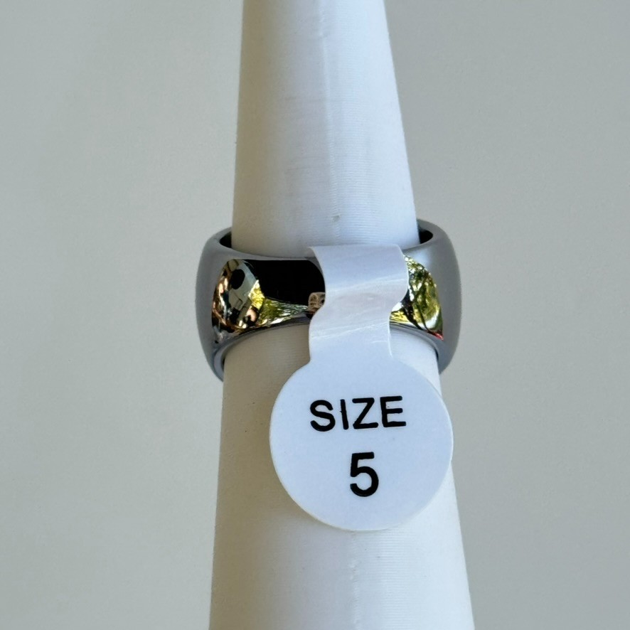 Bomb Party September Ring Size 5 LC Sapphire on Hematite “Woke Up Royal”