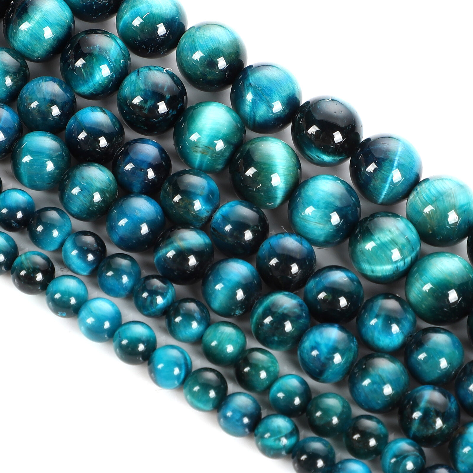 Natural Tiger’s Eye Gemstone Smooth Round Loose Beads for DIY Bracelet Necklace