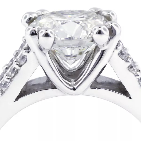 Side Stone Engagement Ring Solid 14K Gold 2.53 CT Round Lab-Grown Diamond J SI2