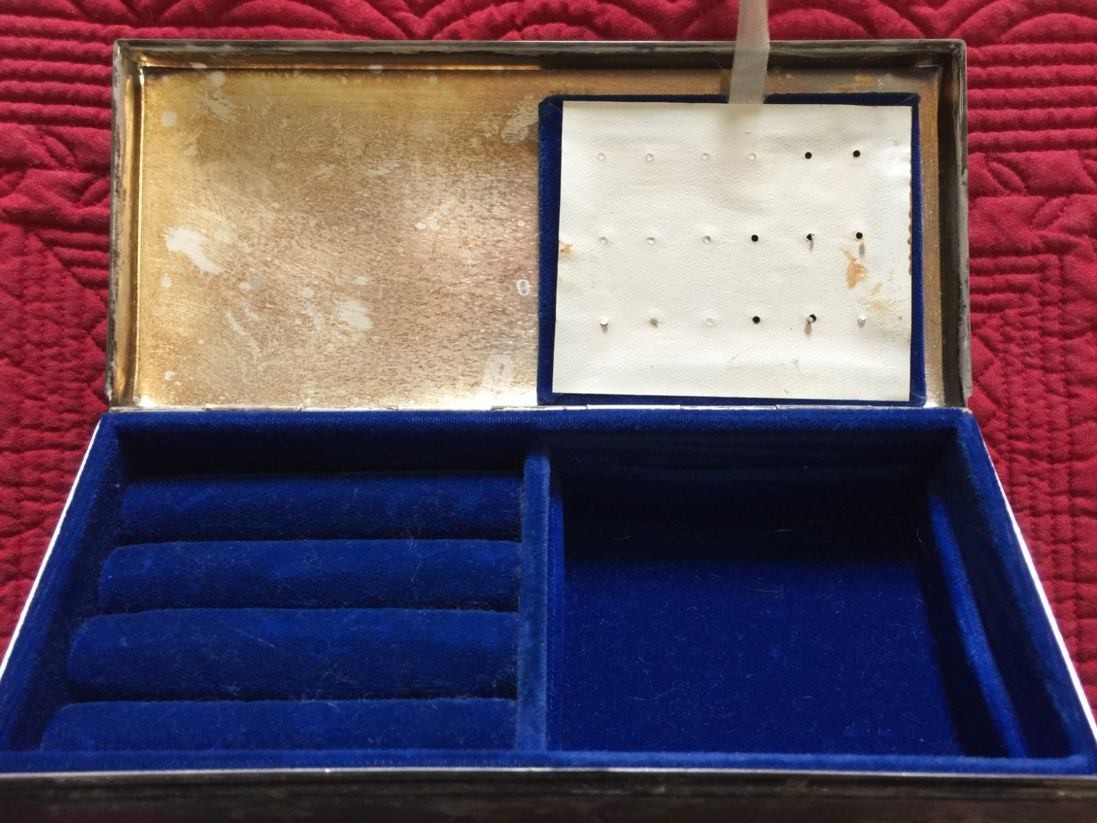 Jewelry Box Towle Sterling Sliver Plated Blue Velvet 7-3/8 x 3-1/4 x 2 inches
