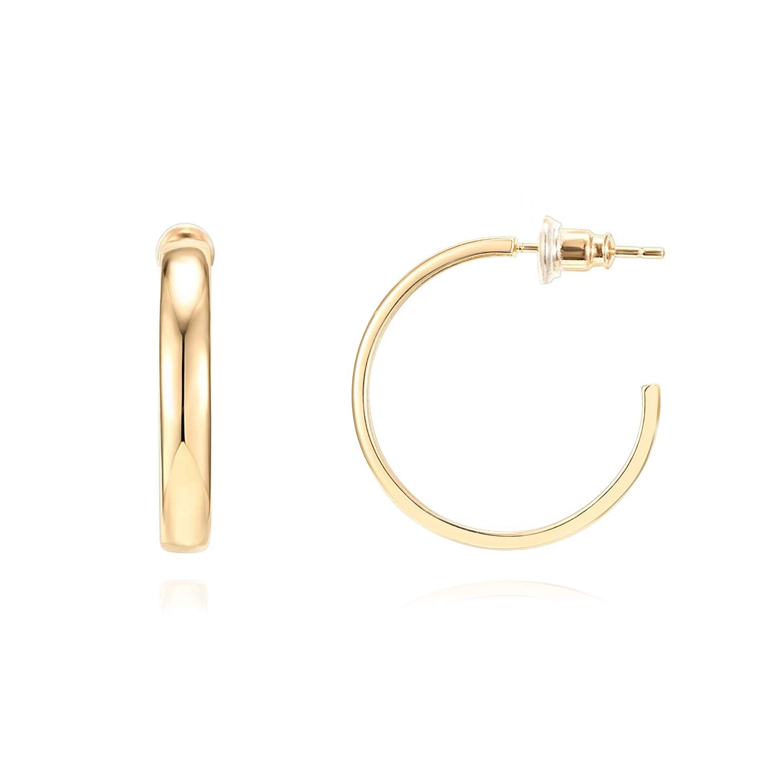PAVOI 14K Yellow Gold Plated Lightweight Hoop 25 Millimeters,