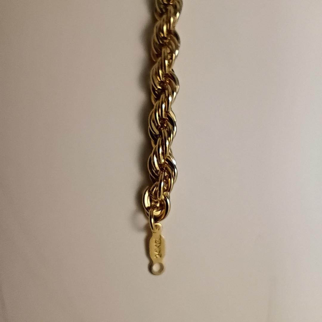 ROPE CHAIN ANKLET OR BRACELET 9 INCH 5 MM 24K GOLD PLATED
