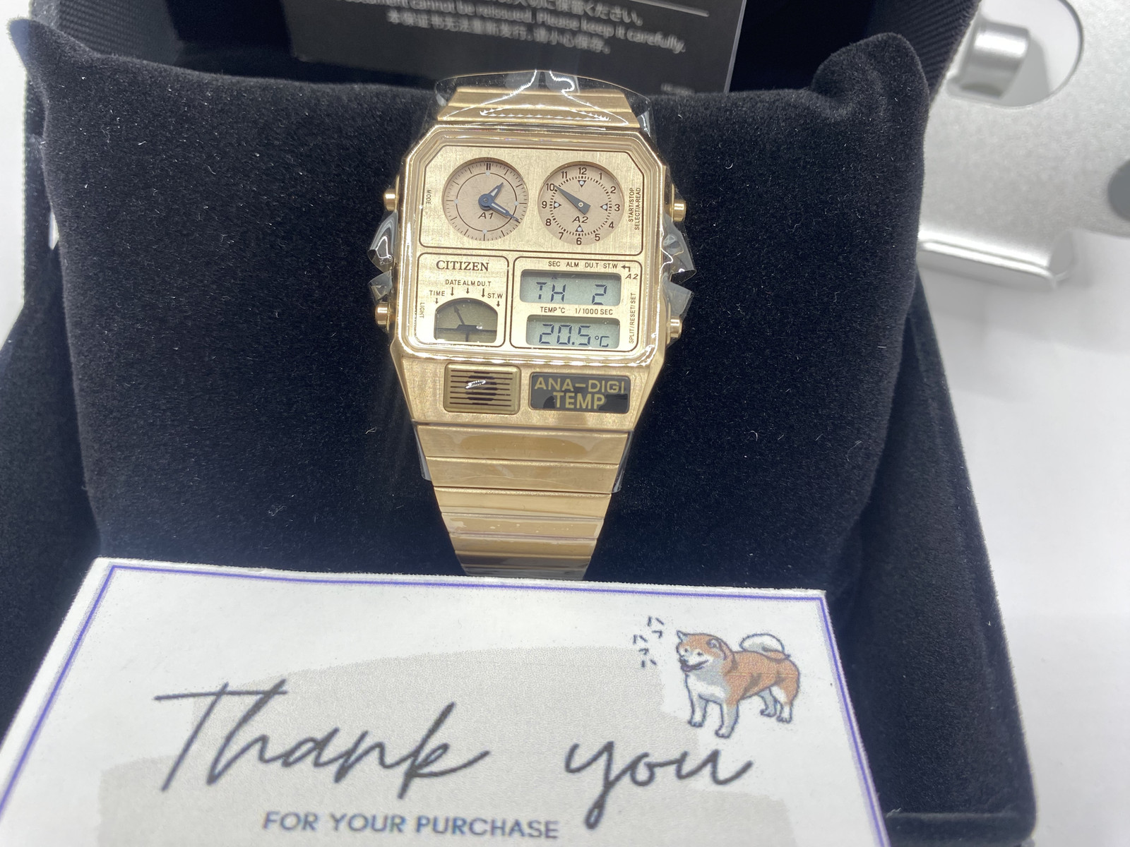 CITIZEN Ana-Digi Temp Reissue Model Warm Gold JG2104-53R New From Japan