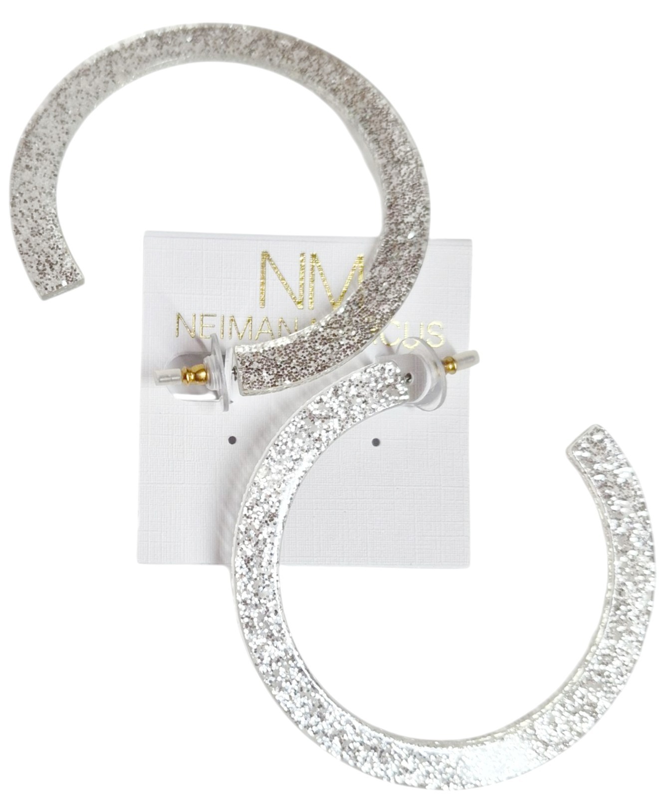 Stella & Ruby Glitter Resin Hoop Earring Silver Glitter Semi-Transparent NWT