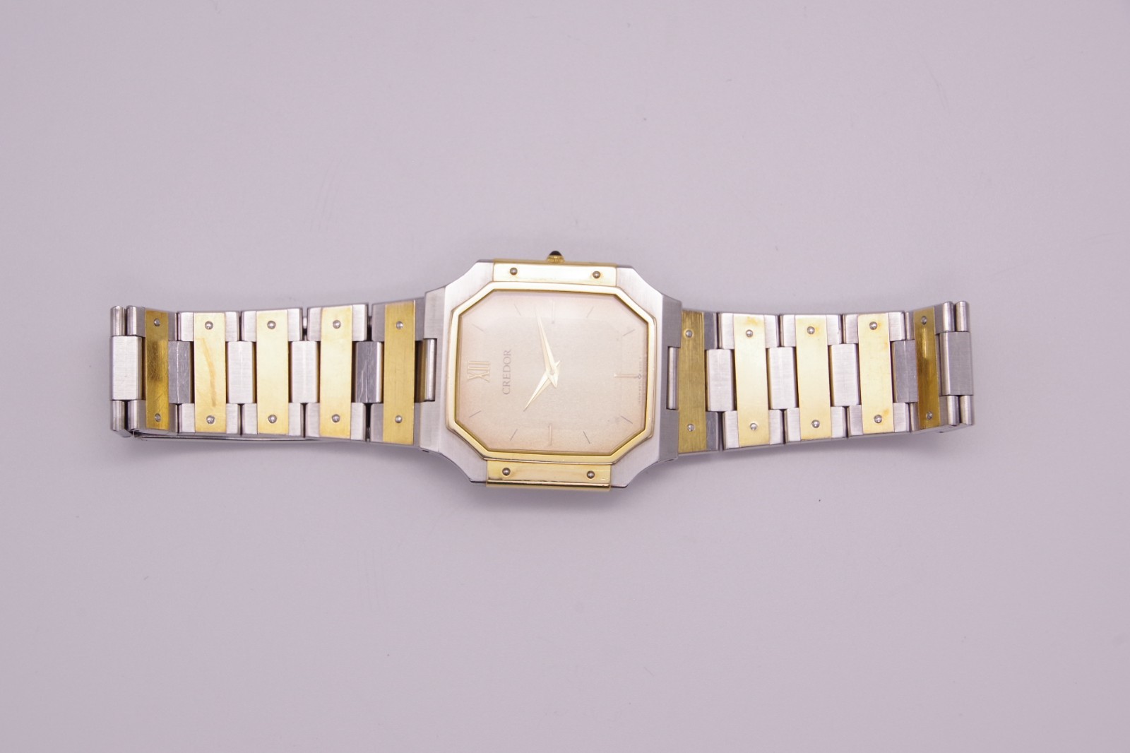 Reserved [Exc+5] SEIKO CREDOR 9570-5210 Two Tone 14K 16cm Qz Unisex JAPAN