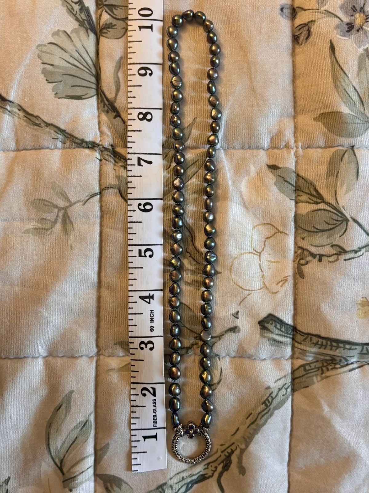 BARBARA BIXBY SS 18K Gold Tanzanite & Black Baroque Pearl Strand Necklace 20″