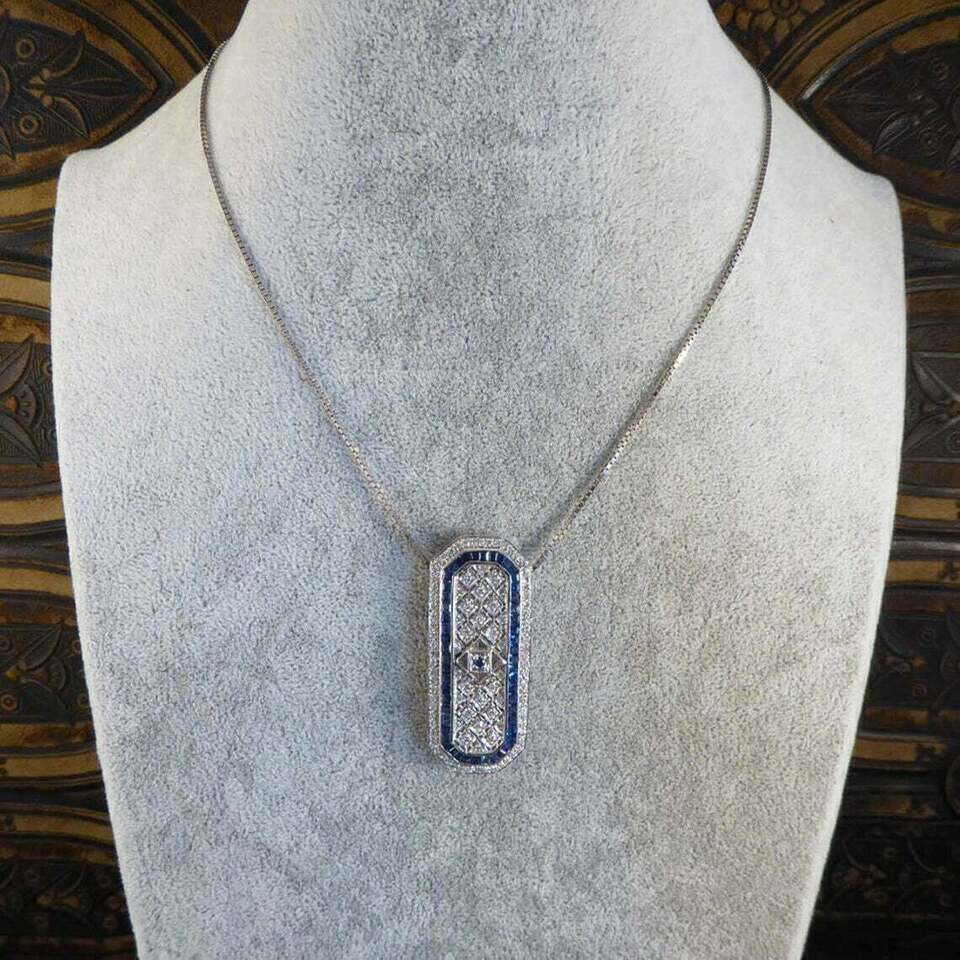 2.47 Ct Diamond Engagement Victorian Pendant Without Chain 14K White Gold Finish