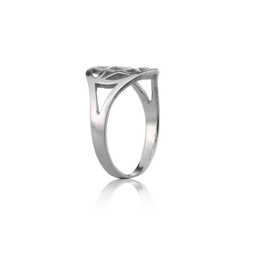 Sterling Silver High Polished Pentagram Pentacle Five Pointed Star Ring, Size 8