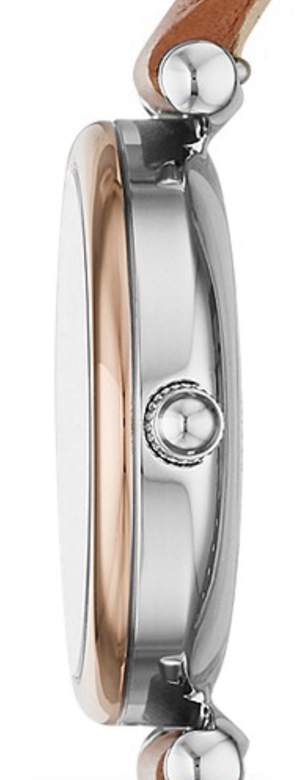 Fossil Women’s Carlie mini Blue Dial Brown Leather Strap Watch Stainless Steel