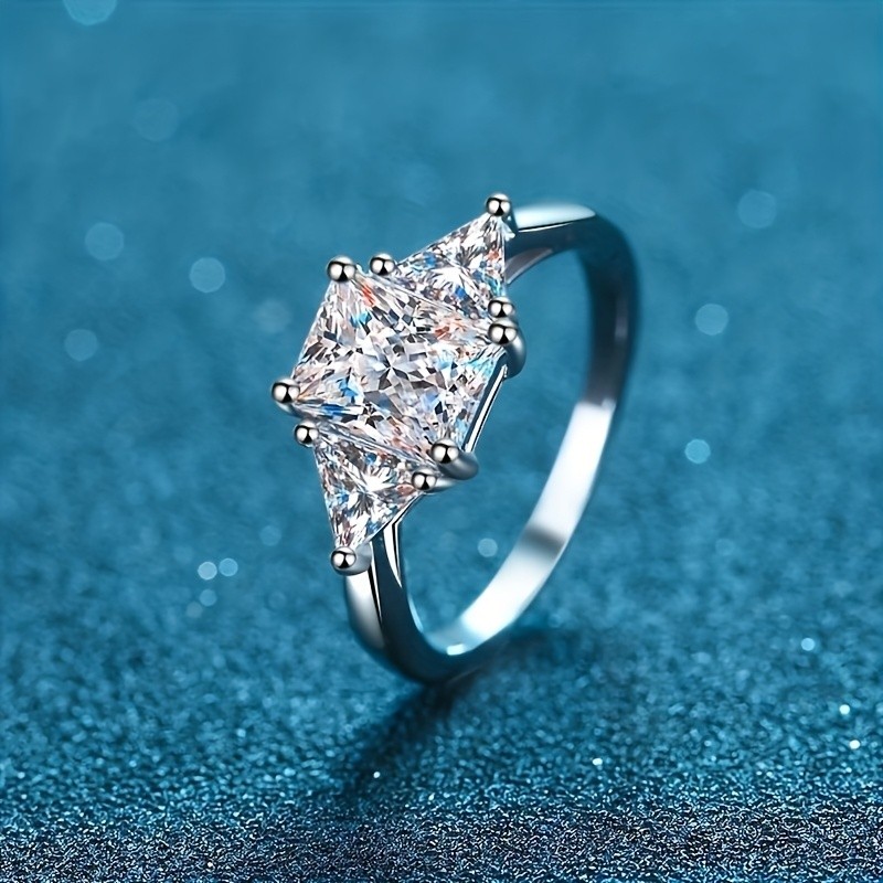 3 Carat Moissanite Engagement Ring 925 Silver Size 6 7 8 9