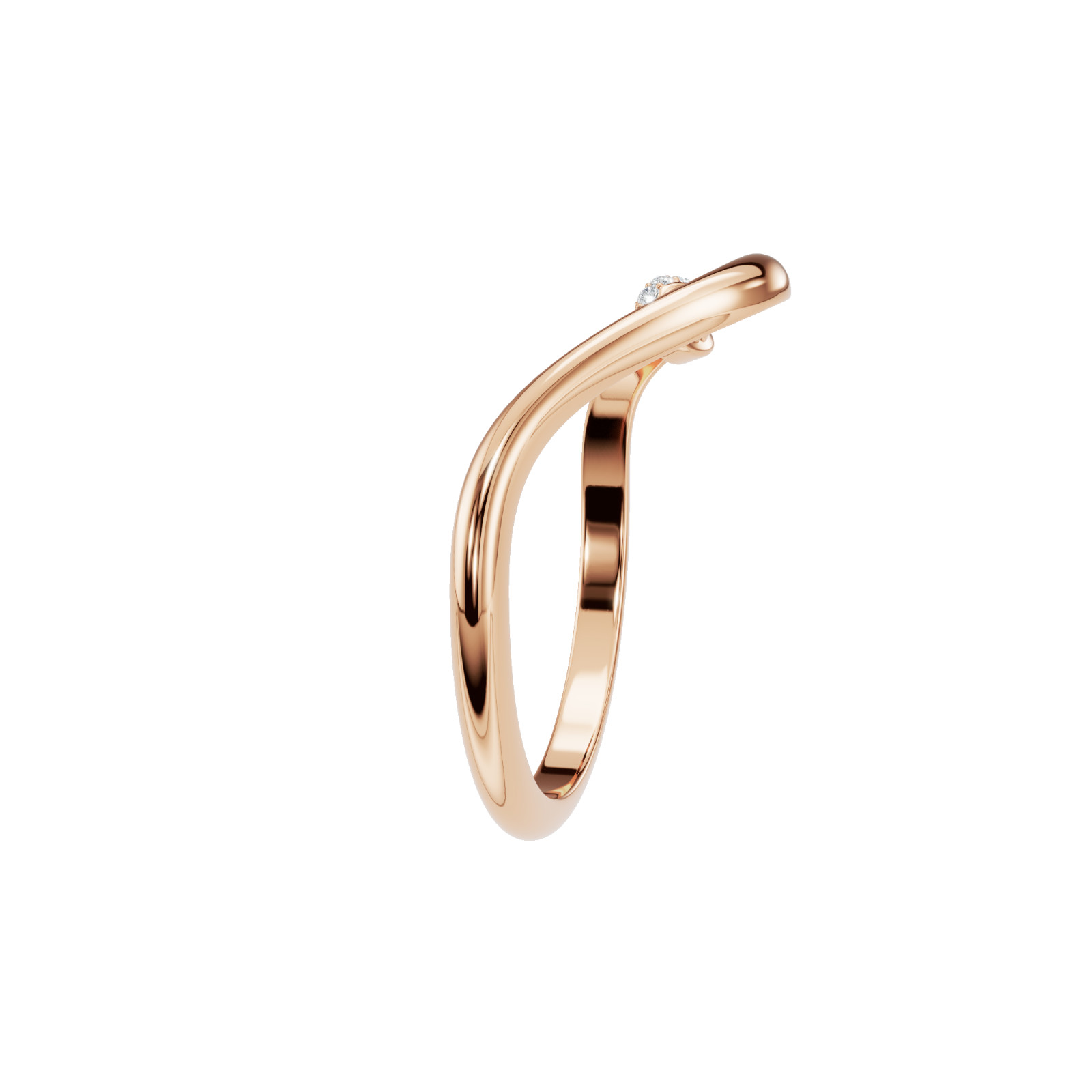 V Shape Lab Diamond Ring 14K Rose Gold D-F- VVS Chevron Stackable Wedding Band