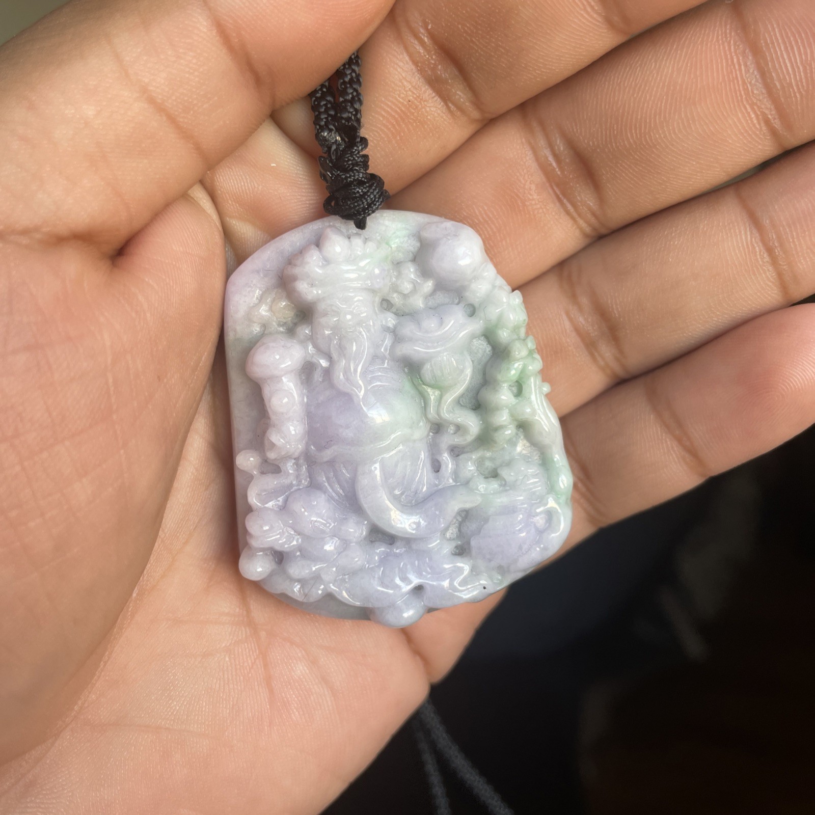 Jade Carving Lavender And Green Grade A all Natural 100% Jade