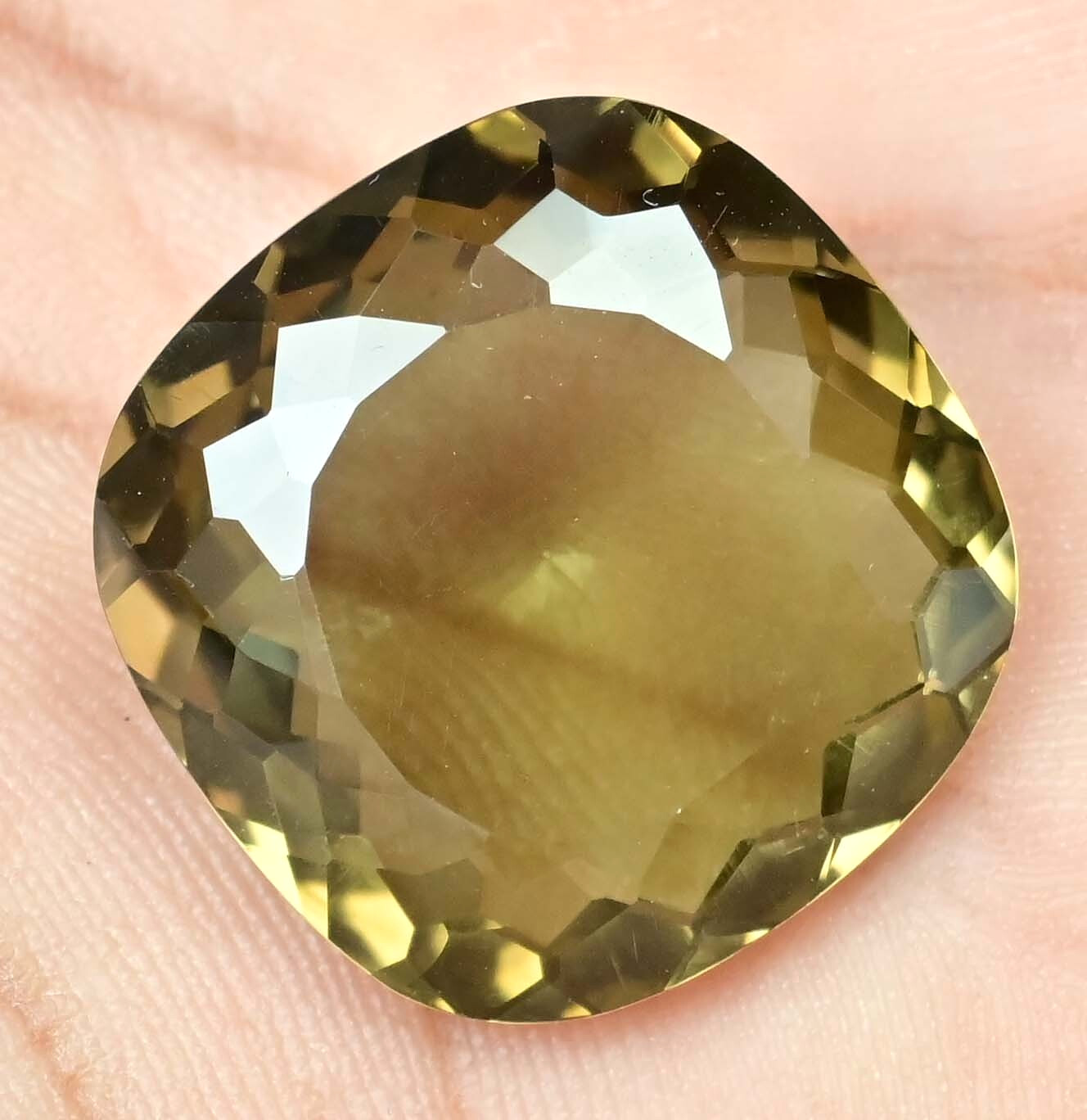 Natural Greenish Moldavite 26.75 Ct Cushion Certified Excellent Loose Gemstone