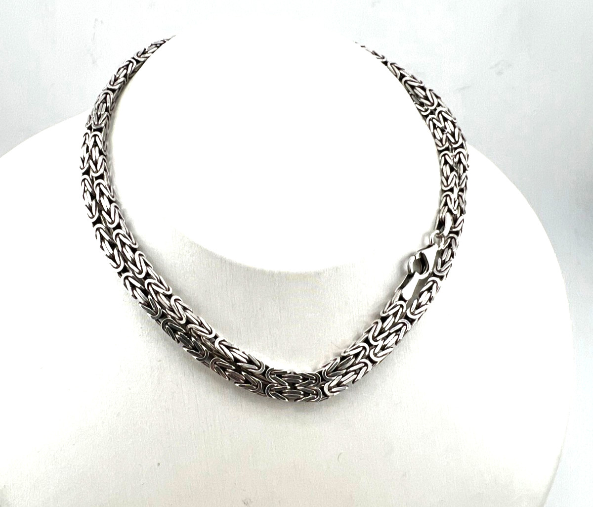 Byzantine chain necklace 925 Sterling silver square chain 24″ long solid 32.9g