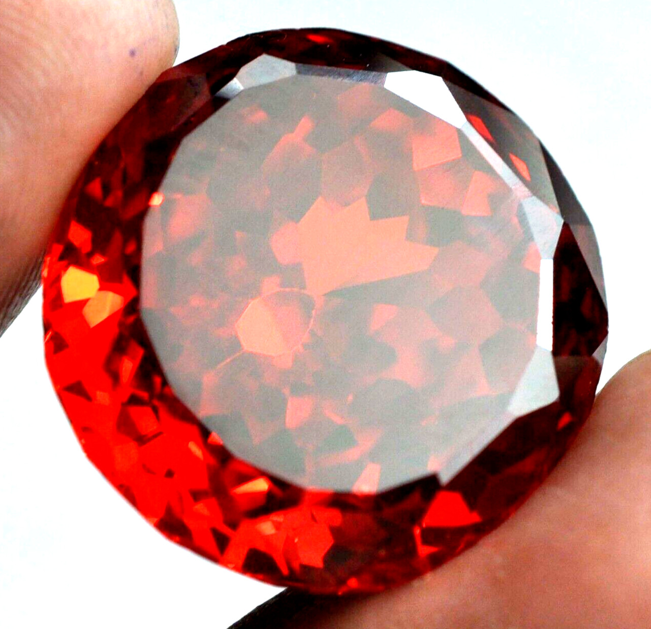 AAA+ 86.80 Ct. Natural Huge Red Zircon Round Cut Loose Gemstone @Gift Women/Her