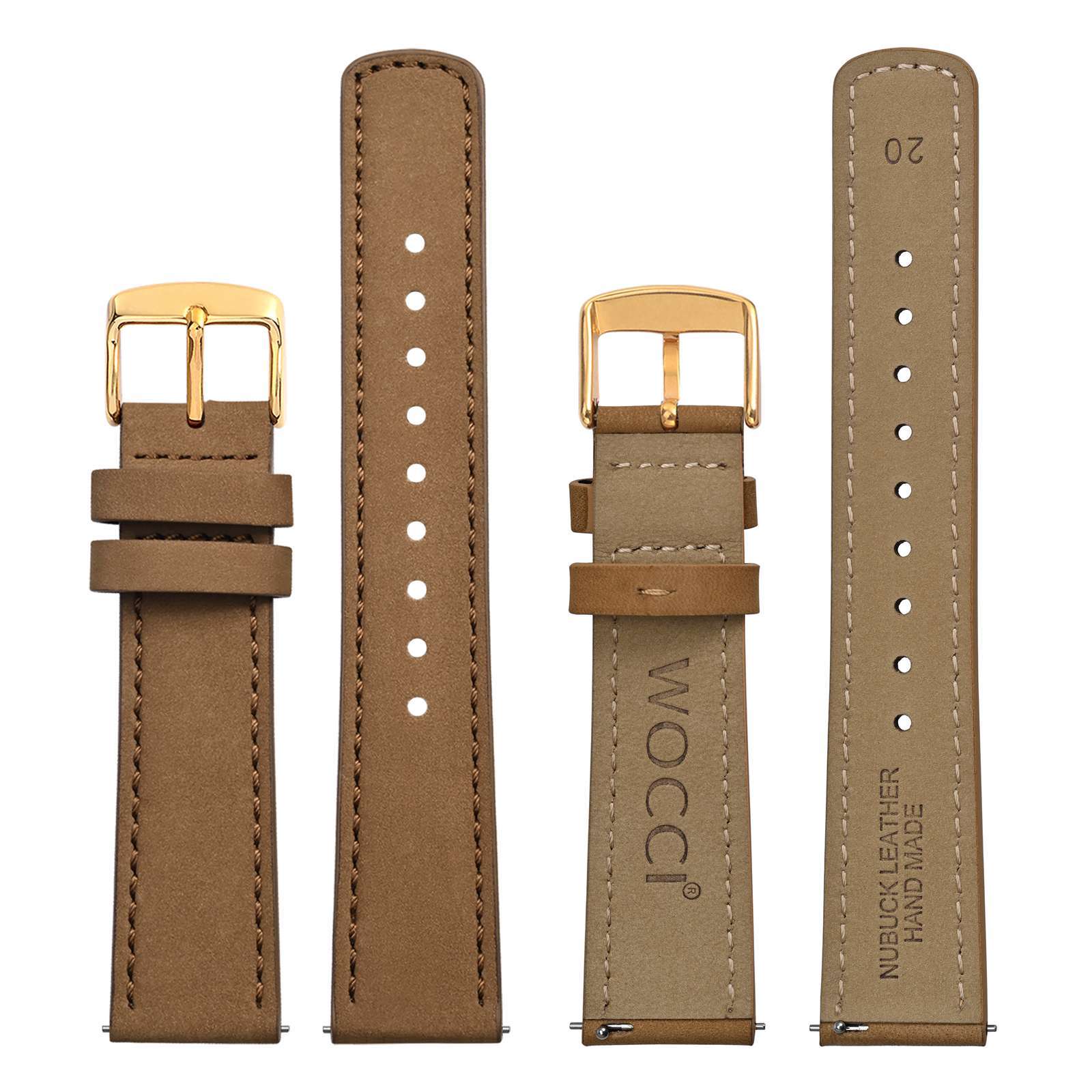 WOCCI Nubuck Top Grain Leather Watch Straps for Men Women Black Brown Green Blue