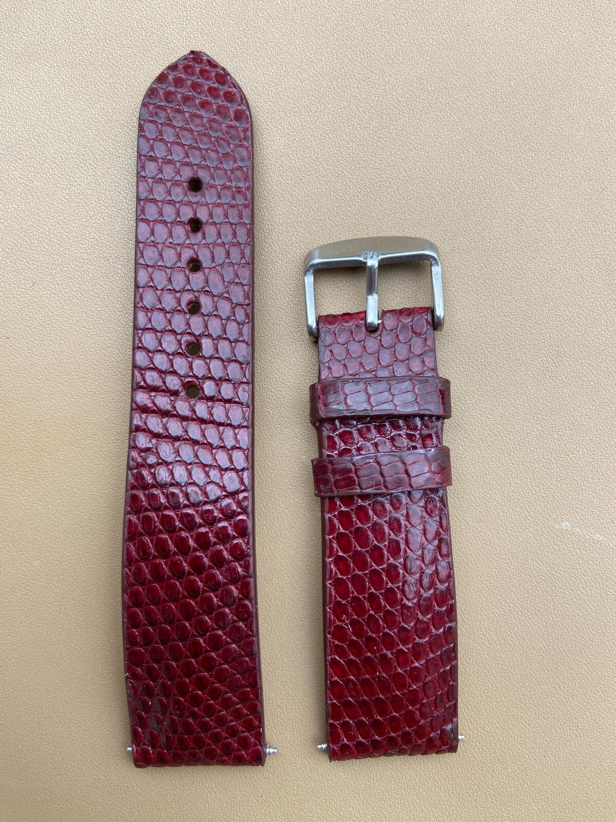 Dark Red Lizard Leather Watch Strap Band 16 17 18mm 19 20mm 21mm 22mm 24mm 26mm.
