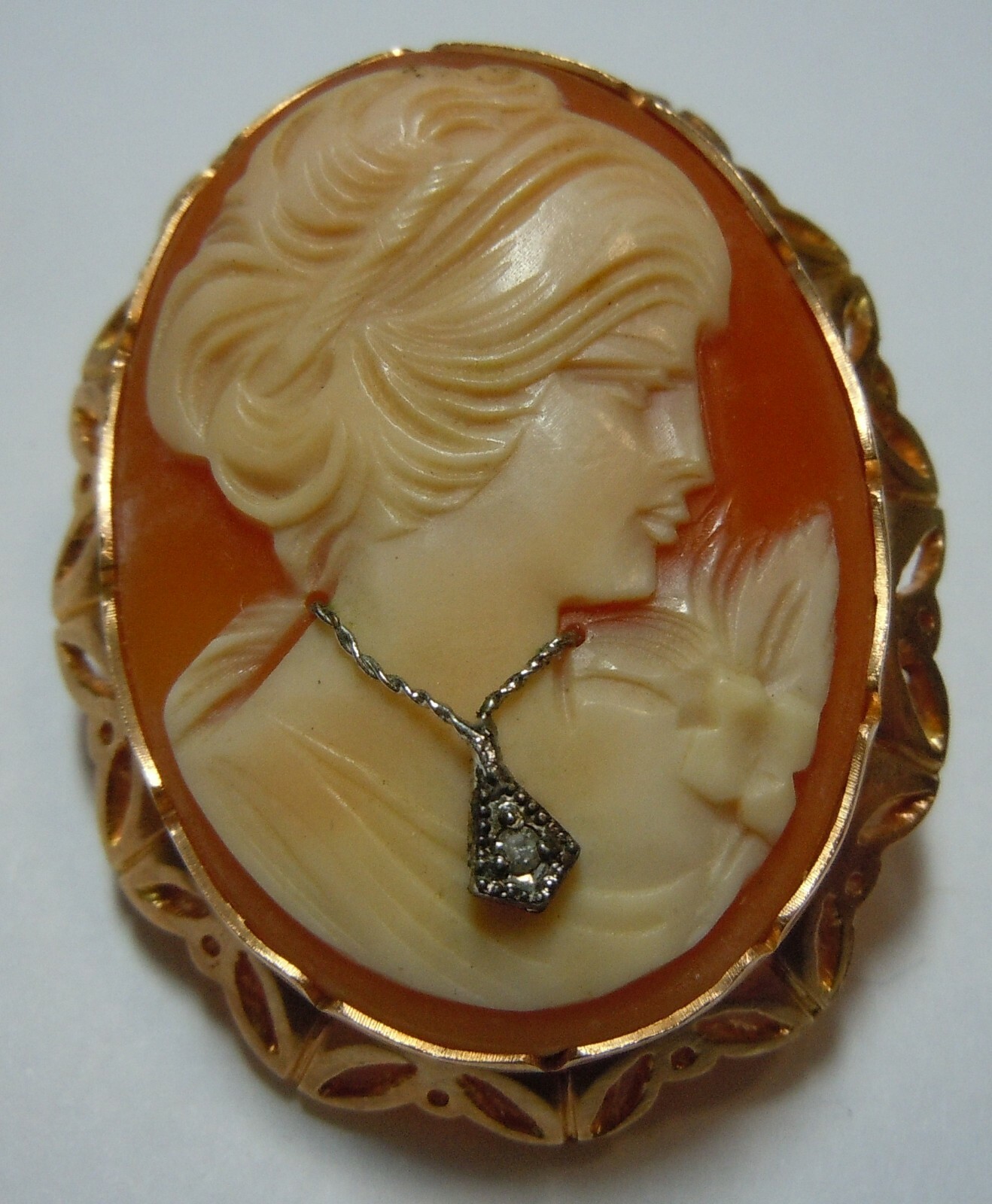 14KT ROSE GOLD 30MM OVAL CAMEO PENDANT-BROOCH, WEIGHT APPROX. 8.71g !!!