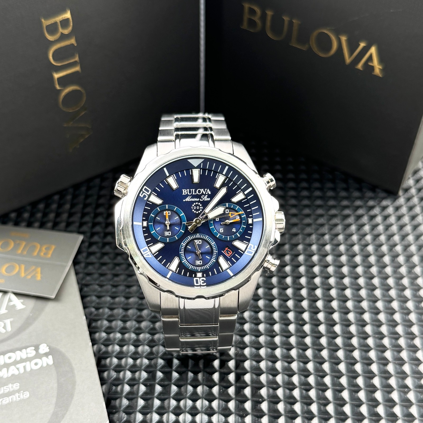 Bulova Marine Star Blue Dial 96B256 Quartz Men’s Watch 43.5mm