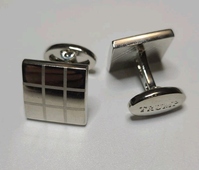 Donald Trump Signature Collection Silver-Tone Square Cufflinks Formal Wear