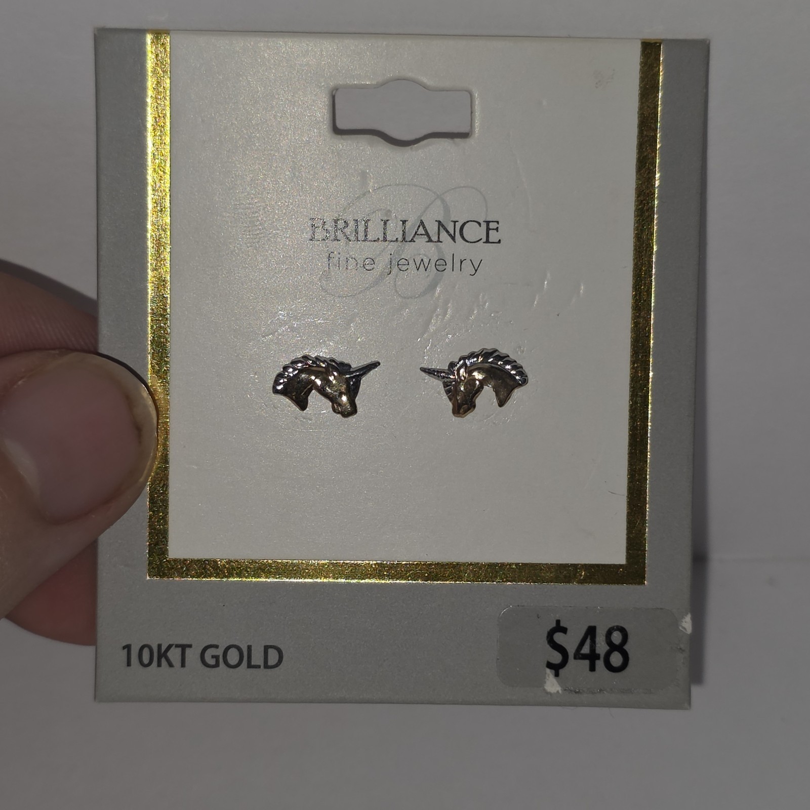 10k Real Gold Unicorn Stud Earrings New Made In USA