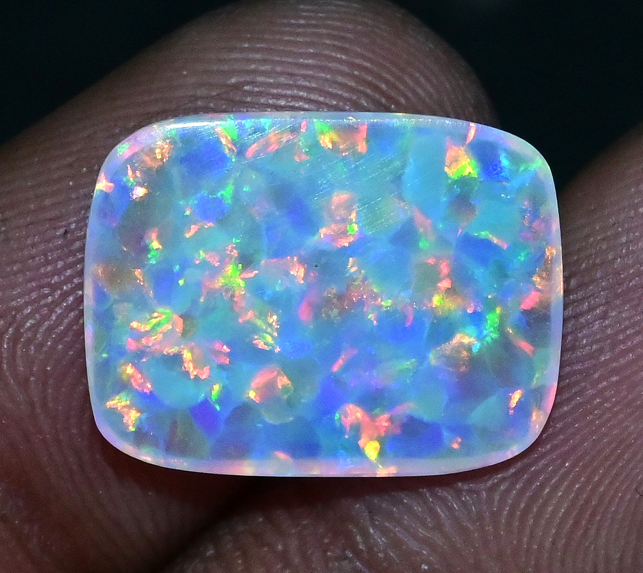 6.65 Ct Natural Play of Color Ethiopian Fire Opal Cabochon Certified Gemstone