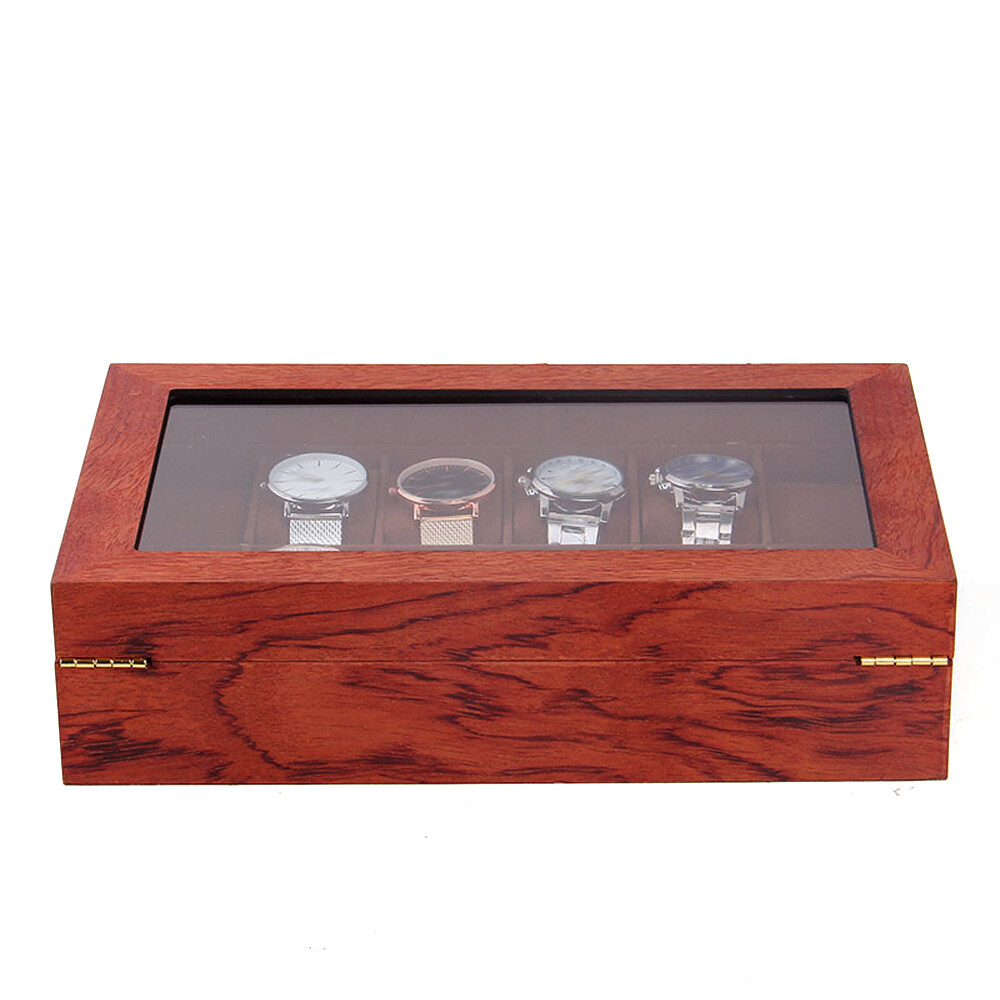 6/10/12 slot Luxury Watch Box Jewelry Display Case Organizer Wood Grain
