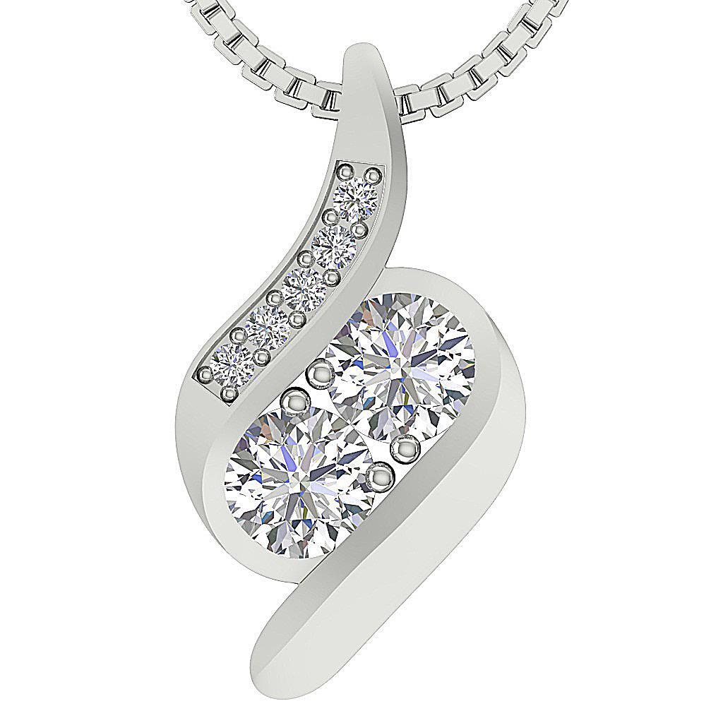 VS F 0.75 Carat Lab Grown Diamond Forever Us Two Stone 14K Gold Fashion Pendant