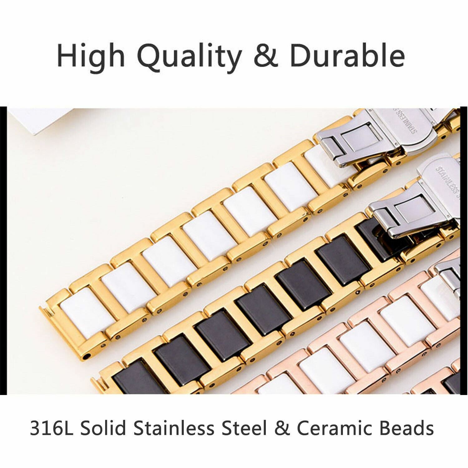 12mm 13 14 15 16 17 18 19 20 22mm Stainless Steel Ceramic Watch Band Metal Strap