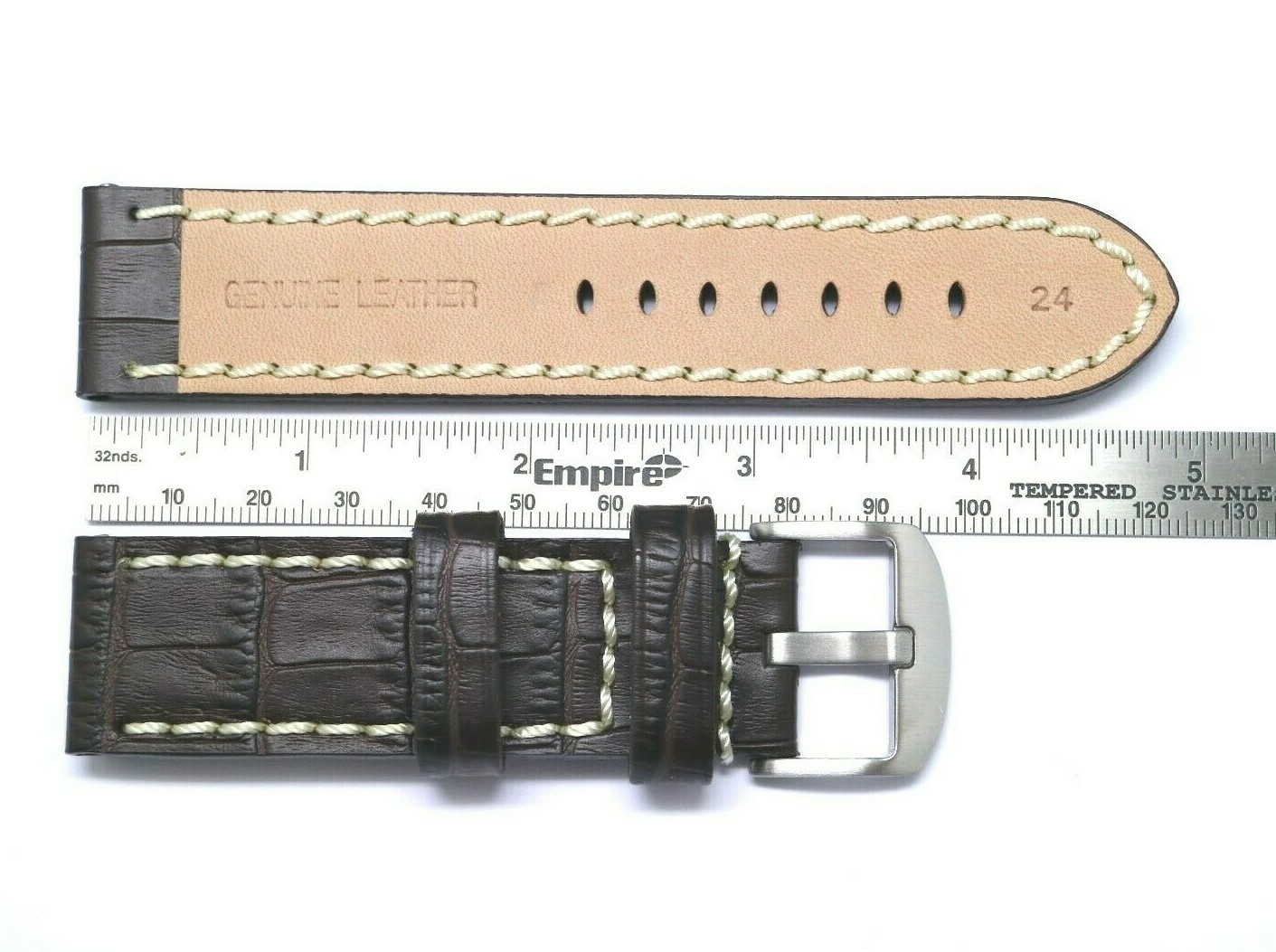 24mm Brown Croco Embossed Leather Replacement Watch Strap – Panerai or Big Watch