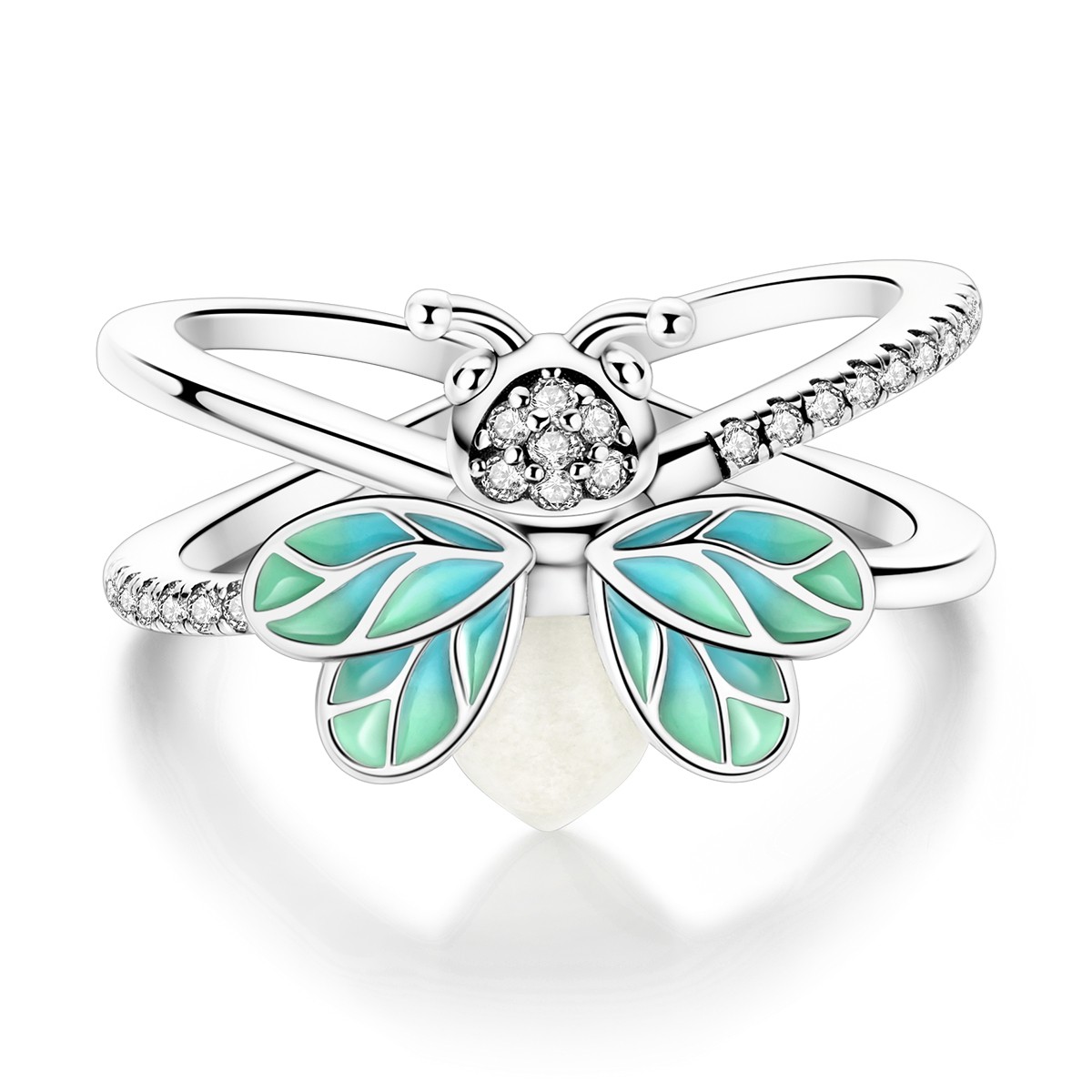 LAZA 925 Sterling Silver Finger Ring Summer Night Luminous Firefly Women Jewelry