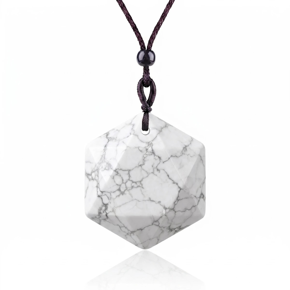 6PCS Hot Sale Mixed Gemstones Star Hexagon Shape Necklaces Adjustable Cord