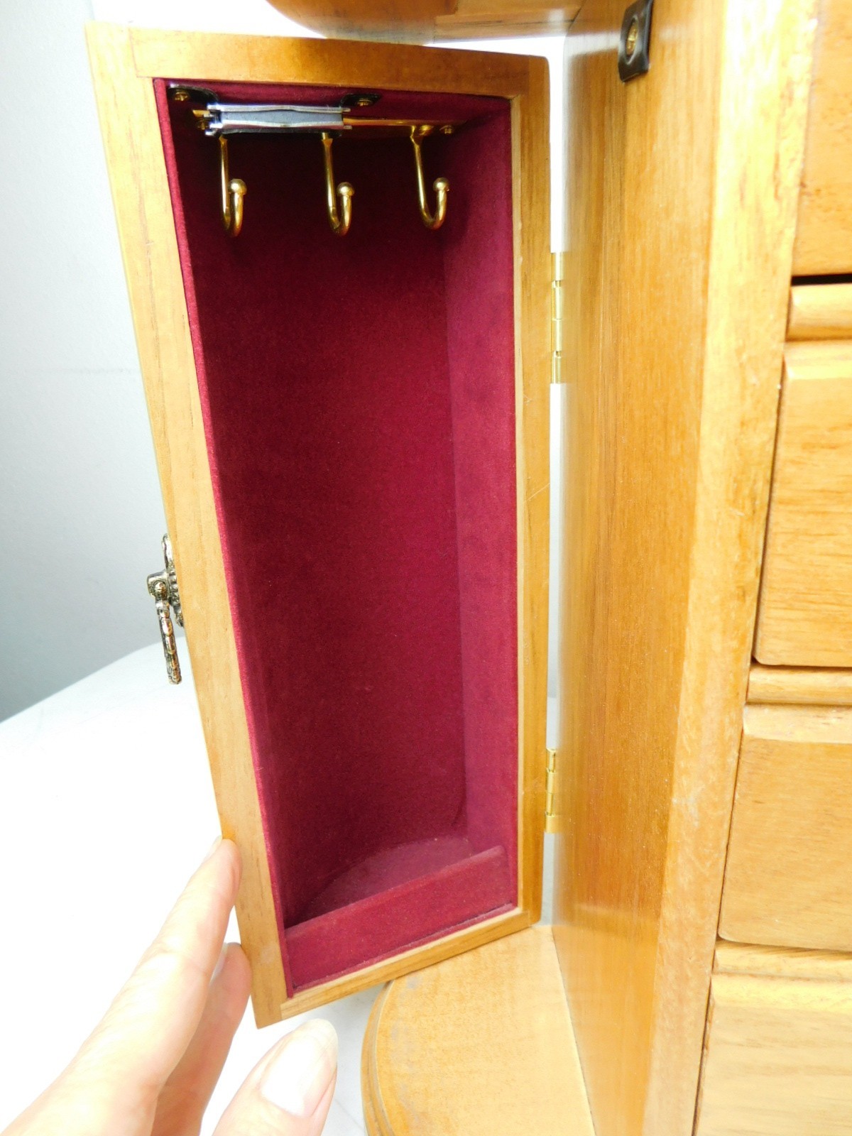 MELE Table Top Jewelry Box Armoire Swing Doors Chest Cabinet Wooden w Mirror