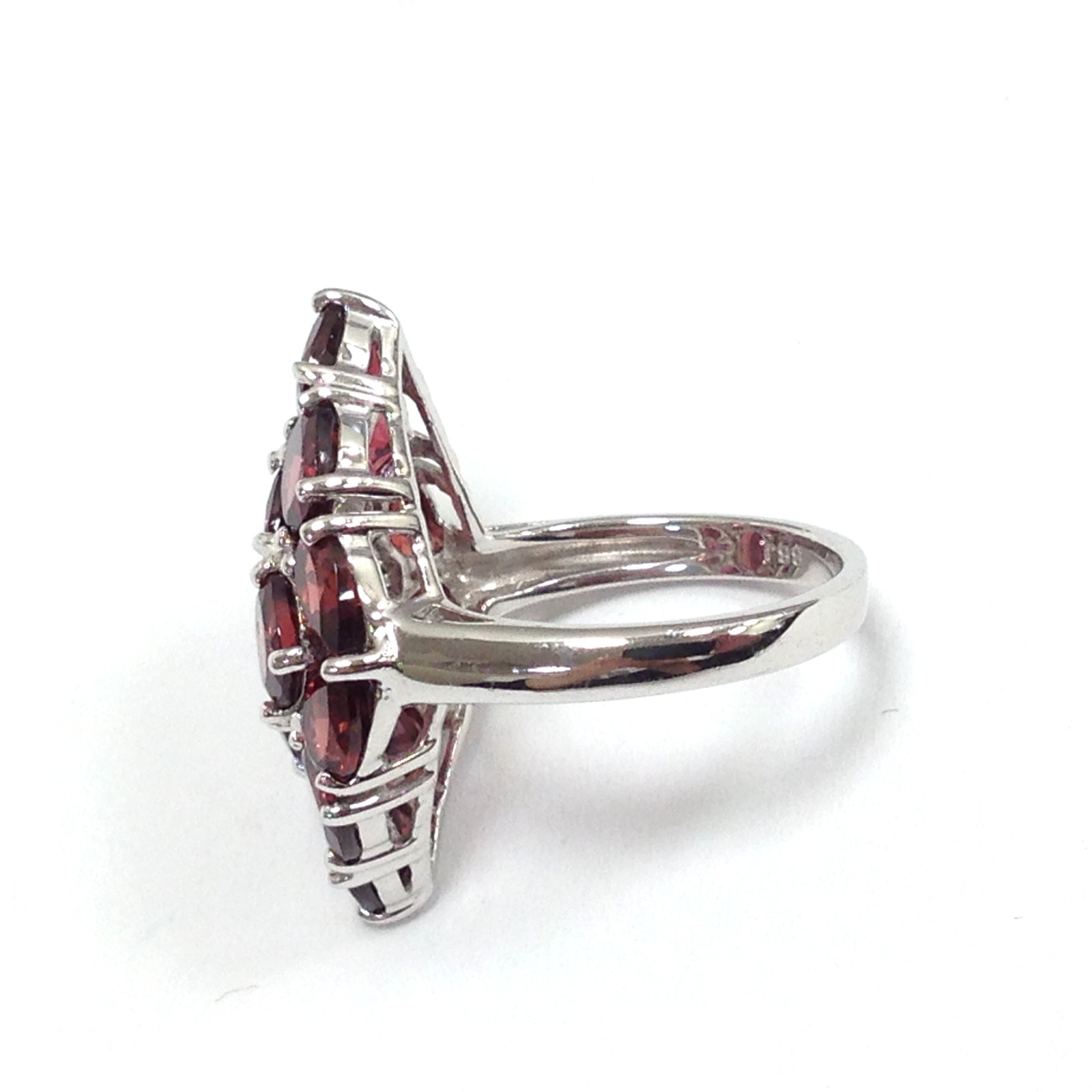 BBJ Bangkok Ratnaraj Sterling Silver Red Garnet Stone Cluster Ring Sz 7 Jewelry